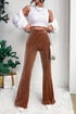 Solid Color High Waist Flare Corduroy Pants